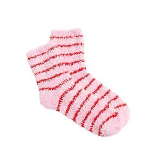 J. Crew in Resort Pink and Red Striped Cozy Boot Fuzzy Socks, New with Tags